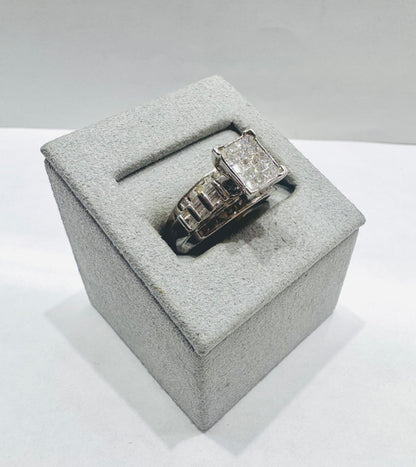 SILVER NATURAL DIAMOND RING 1.03CT, SIZE: 7.5
