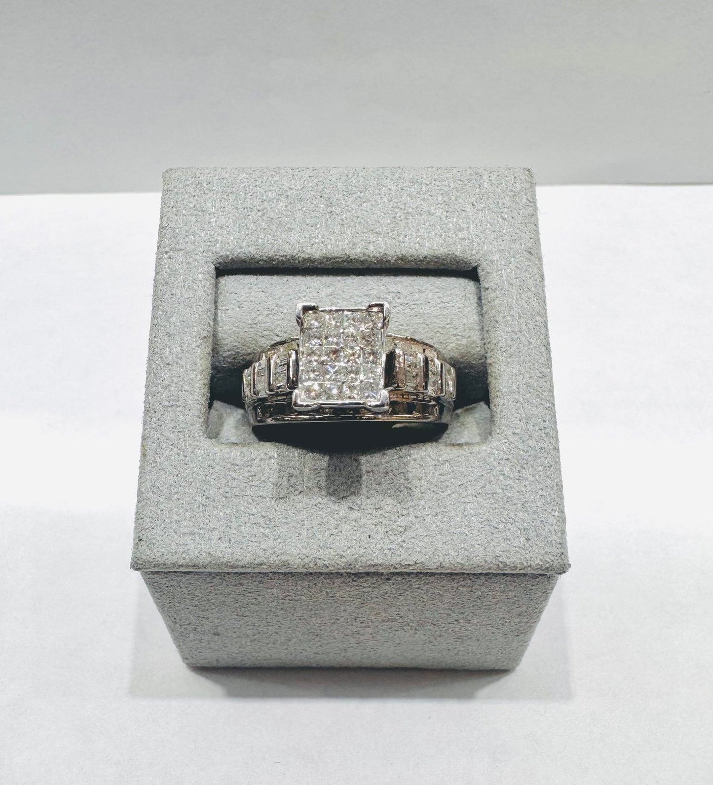 SILVER NATURAL DIAMOND RING 1.03CT, SIZE: 7.5