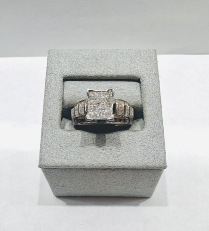 SILVER NATURAL DIAMOND RING 1.03CT, SIZE: 7.5