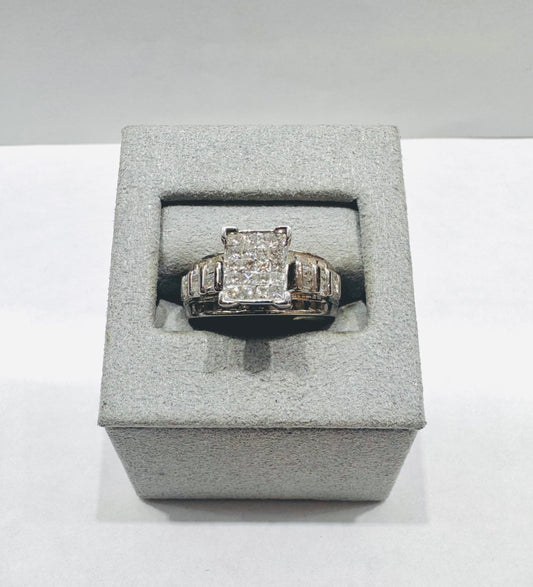 SILVER NATURAL DIAMOND RING 1.03CT, SIZE: 7.5