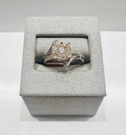 14K WHITE GOLD NATURAL DIAMOND RING 1.15CT, SIZE: 7