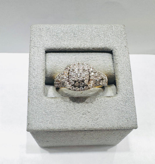 14K GOLD NATURAL DIAMOND RING 0.75CT, SIZE: 7