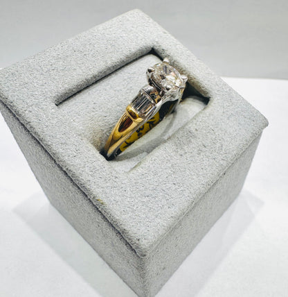 14K TWO TONED GOLD NATURAL DIAMOND RING 1.CT, SIZE: 7