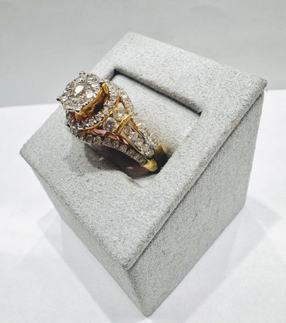 14K GOLD NATURAL DIAMOND RING 1.75CT, SIZE: 6.5