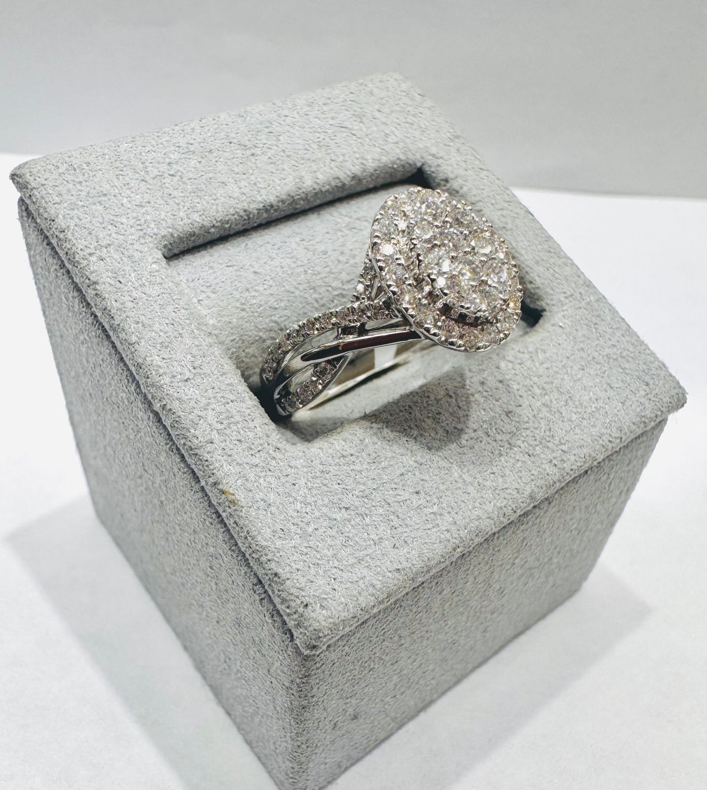 14K WHITE GOLD NATURAL DIAMOND RING 1.00 CT, SIZE: 7
