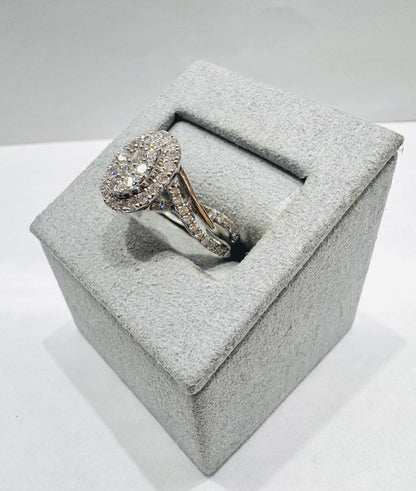 14K WHITE GOLD NATURAL DIAMOND RING 1.00 CT, SIZE: 7
