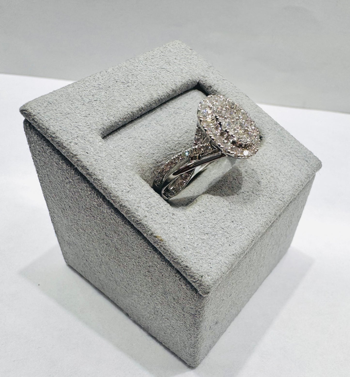 14K WHITE GOLD NATURAL DIAMOND RING 1.00 CT, SIZE: 7