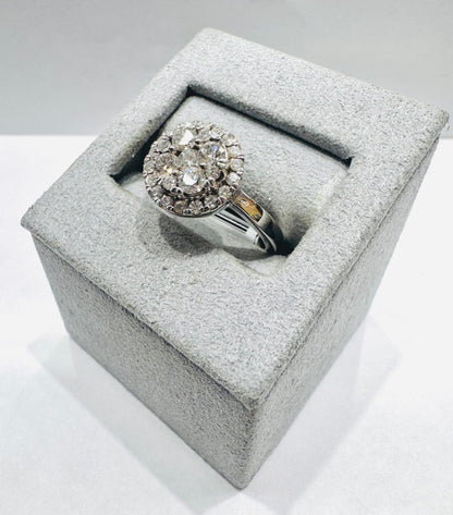 14K WHITE GOLD NATURAL DIAMOND RING 0.94CT, SIZE: 7