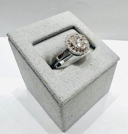 14K WHITE GOLD NATURAL DIAMOND RING 0.94CT, SIZE: 7
