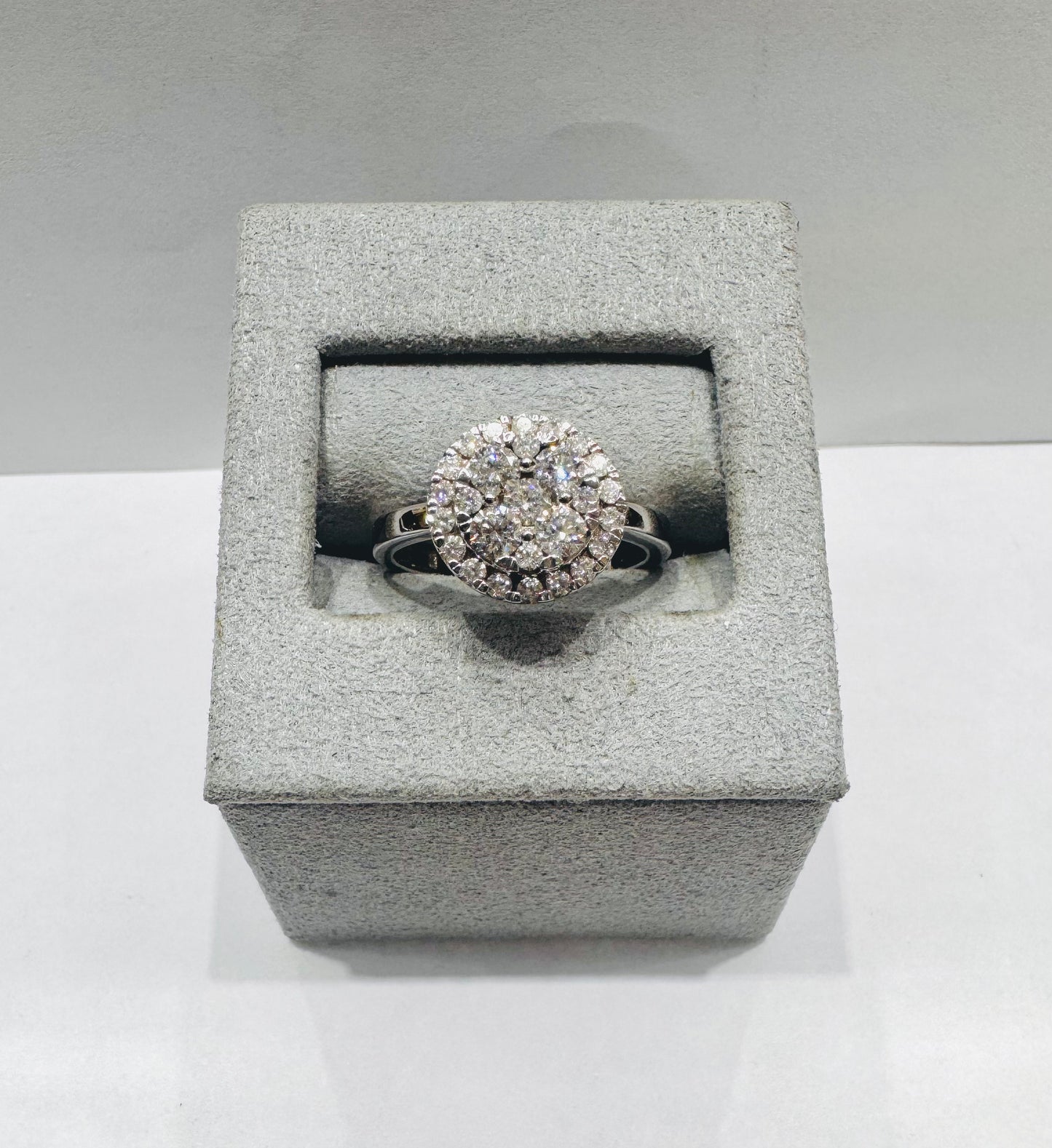 14K WHITE GOLD NATURAL DIAMOND RING 0.94CT, SIZE: 7