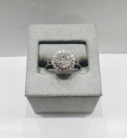 14K WHITE GOLD NATURAL DIAMOND RING 0.94CT, SIZE: 7