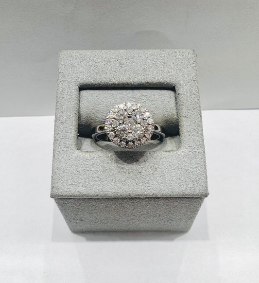 14K WHITE GOLD NATURAL DIAMOND RING 0.94CT, SIZE: 7