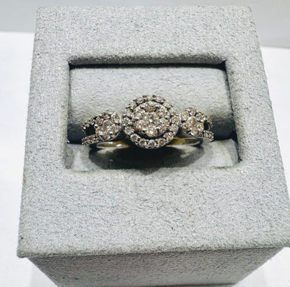 14K WHITE GOLD NATURAL DIAMOND RING 1.CT, SIZE: 4.5