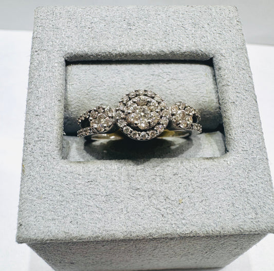 14K WHITE GOLD NATURAL DIAMOND RING 1.CT, SIZE: 4.5