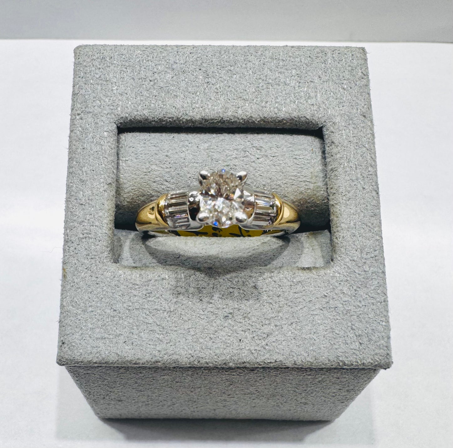 14K TWO TONED GOLD NATURAL DIAMOND RING 1.CT, SIZE: 7