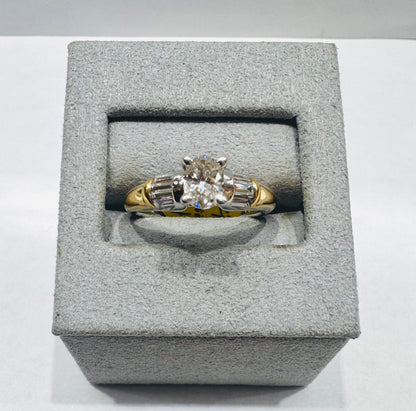 14K TWO TONED GOLD NATURAL DIAMOND RING 1.CT, SIZE: 7