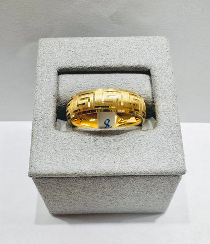 10K GOLD VERSACE BORDER DESIGN WEDDING BAND, WEIGHT: 3.4gm, SIZE: 8, WIDTH: 5.7mm