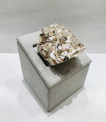 SILVER NUGGET RING, SIZE: 12, WEIGHT: 18.3gm