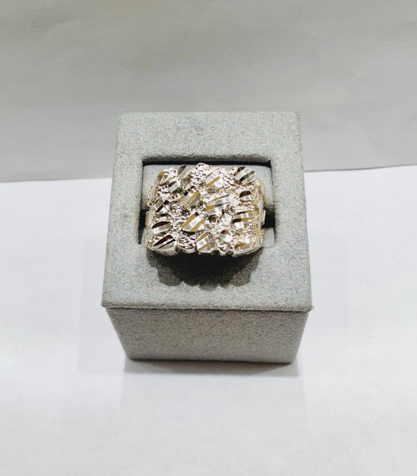 SILVER NUGGET RING, SIZE: 10, WEIGHT: 8.2gm