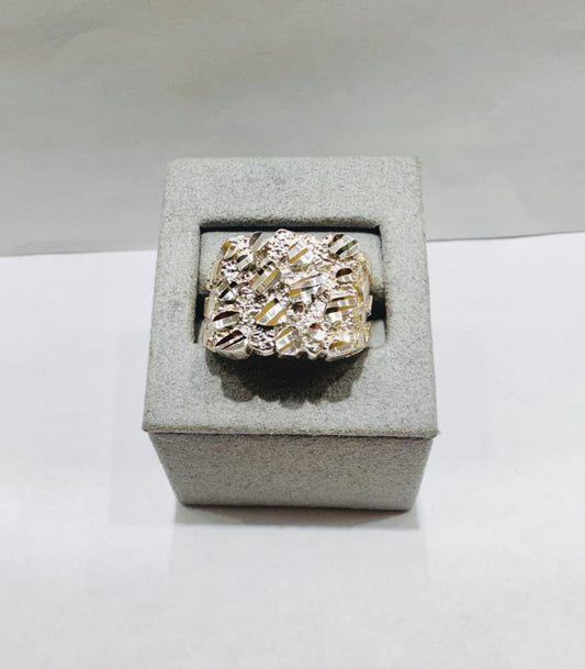 SILVER NUGGET RING, SIZE: 10, WEIGHT: 8.2gm