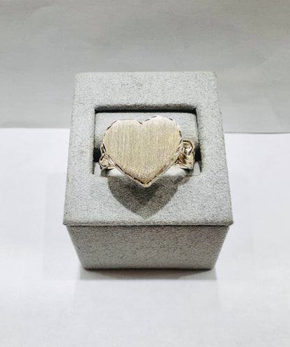 SILVER HEART CHINO LINK RING, SIZE: 10, WEIGHT: 6gm