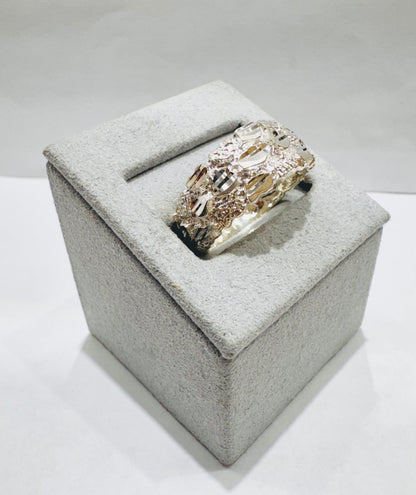 SILVER NUGGET RING, SIZE: 9.5, WEIGHT: 6.4gm