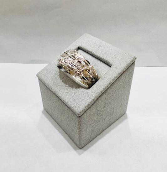 SILVER NUGGET RING, SIZE: 9.5, WEIGHT: 6.4gm