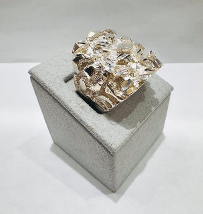 SILVER NUGGET RING, SIZE: 12, WEIGHT: 17.3gm