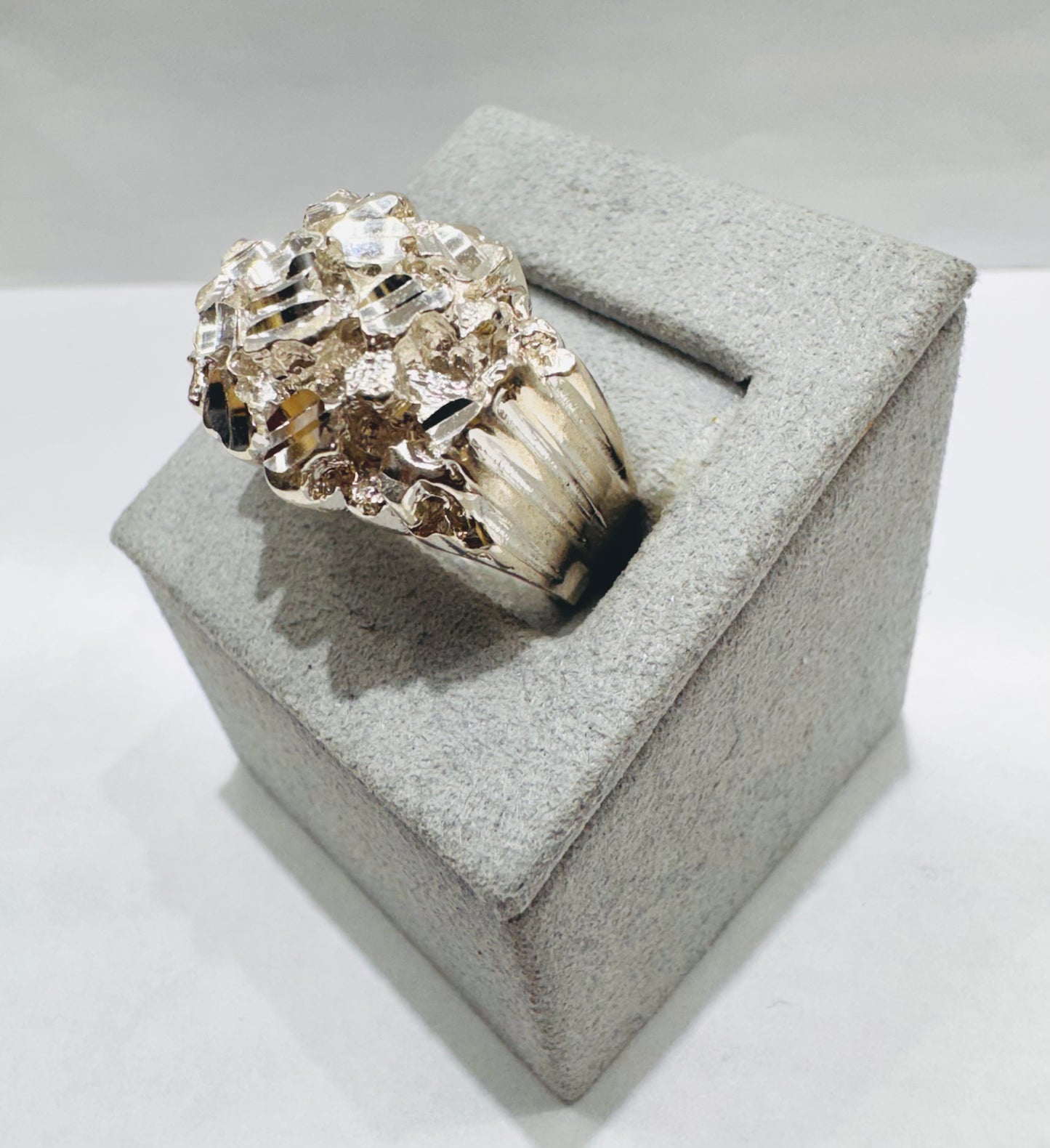 SILVER NUGGET RING, SIZE: 12.5, WEIGHT: 14.7gm
