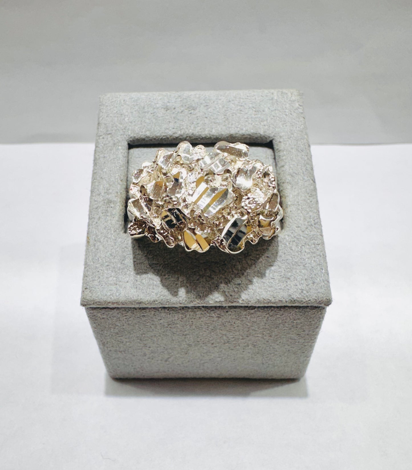 SILVER NUGGET RING, SIZE: 12.5, WEIGHT: 14.7gm