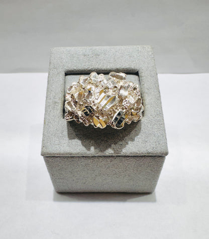 SILVER NUGGET RING, SIZE: 12.5, WEIGHT: 14.7gm