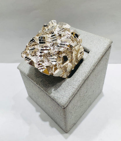 SILVER NUGGET RING, SIZE: 12, WEIGHT: 18.3gm