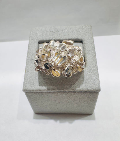 SILVER NUGGET RING, SIZE: 12.5, WEIGHT: 14.7gm