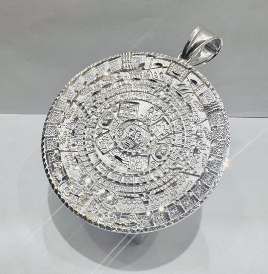 SILVER AZTEC CALENDAR PENDANT, WEIGHT: 21.2gm