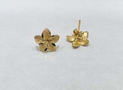 10K GOLD HIBISCUS FLOWER EARRINGS, WEIGHT: 1gm