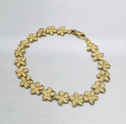 10K GOLD HIBISCUS FLOWER BRACELET, WEIGHT: 6.1gm