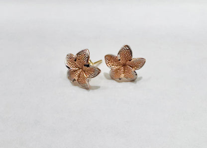 10K ROSE GOLD HIBISCUS FLOWER EARRINGS, WEIGHT: 1gm