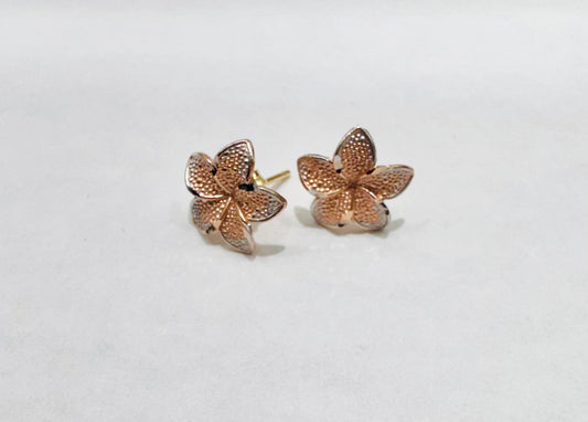 10K ROSE GOLD HIBISCUS FLOWER EARRINGS, WEIGHT: 1gm