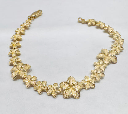 10K GOLD HIBISCUS FLOWER BRACELET, WEIGHT: 6.2gm