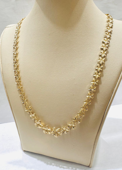 10K GOLD SMALL HIBISCUS FLOWER NECKLACE 17”, WEIGHT: 15gm