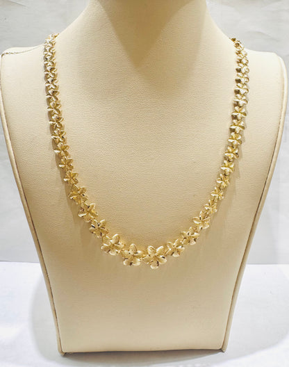 10K GOLD SMALL HIBISCUS FLOWER NECKLACE 17”, WEIGHT: 15gm