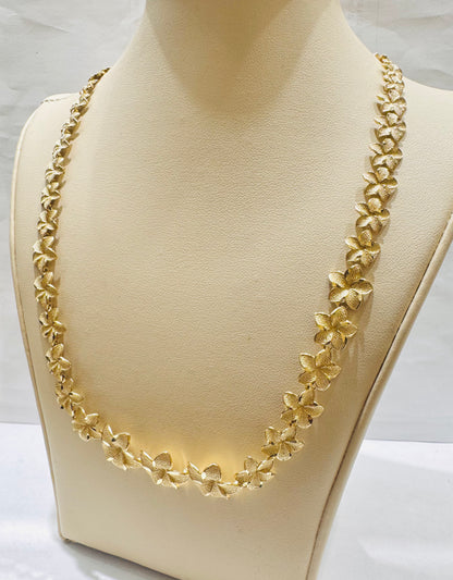 10K GOLD HIBISCUS FLOWER NECKLACE 17”, WEIGHT: 16.8gm