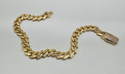 10K GOLD MONACO BRACELET WITH VERSACE DESIGN 8”, WIDTH: 6.6mm, WEIGHT: 6.2gm