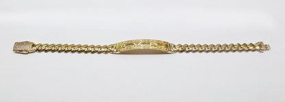 10K GOLD MONACO ID BRACELET 7.5”, WIDTH: 6.5mm, WEIGHT: 10.2gm