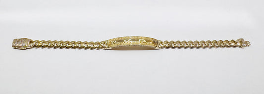 10K GOLD MONACO ID BRACELET 7.5”, WIDTH: 6.5mm, WEIGHT: 10.2gm