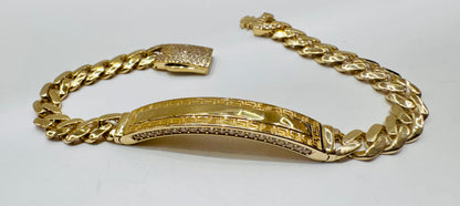 10K GOLD MONACO ID BRACELET 7.5”, WIDTH: 6.5mm, WEIGHT: 10.2gm