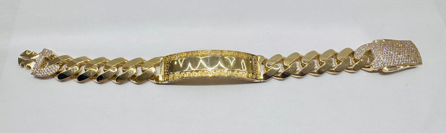 10K GOLD MONACO ID BRACELET 8.5”, WIDTH: 14.5mm, WEIGHT: 30gm