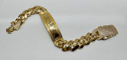 10K GOLD MONACO ID BRACELET 8.5”, WIDTH: 14.5mm, WEIGHT: 30gm