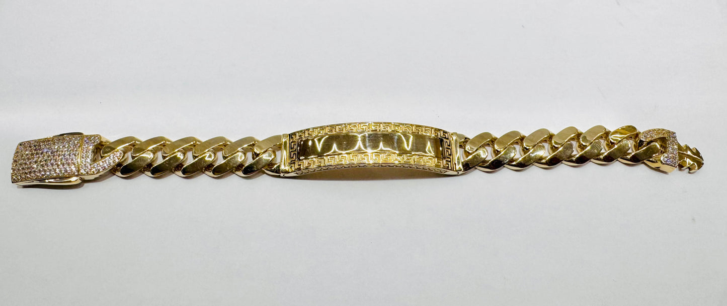 10K GOLD MONACO ID BRACELET 8”, WIDTH: 12.7mm, WEIGHT: 24.7gm