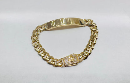 10K GOLD MONACO ID BRACELET 8”, WIDTH: 8mm, WEIGHT: 14.7gm